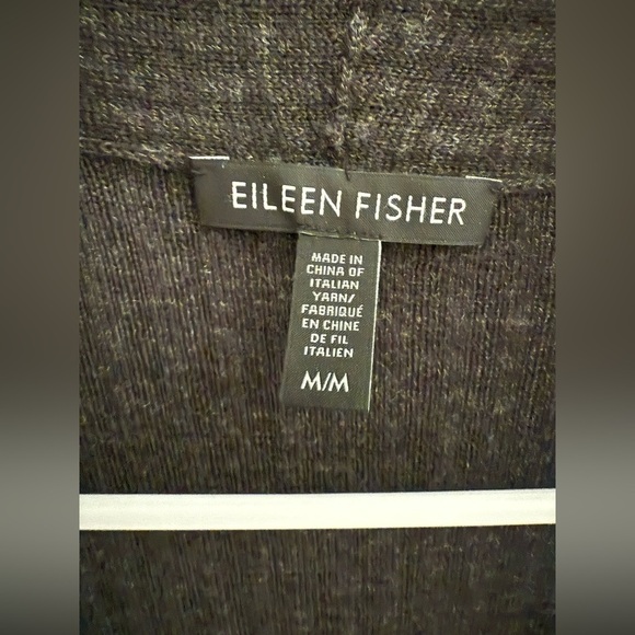 Eileen Fisher Womens Charcoal Grey Crepe Sweater Vest Cardigan SZ MD Textured - Picture 2 of 7
